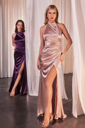Halter Satin Evening Dress