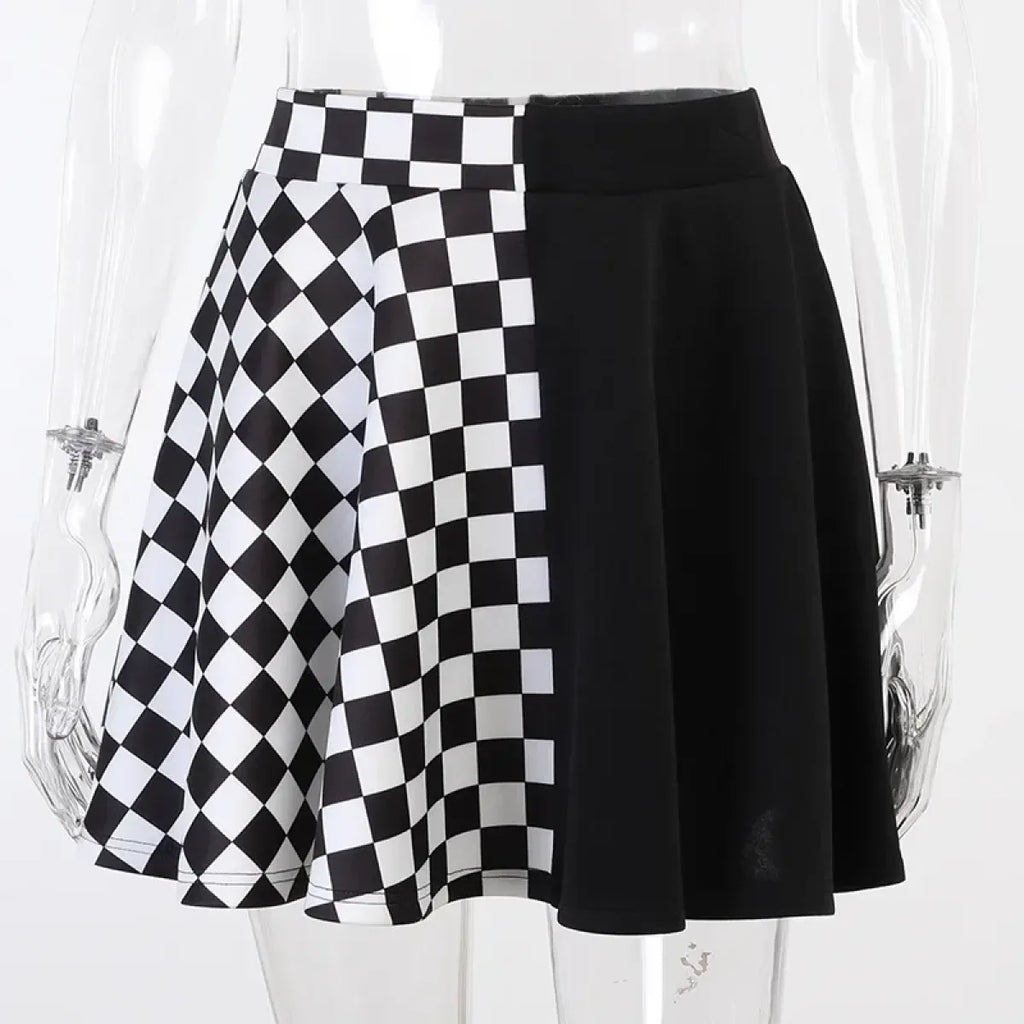 Checkerboard Gothic Punk Chain Skirt