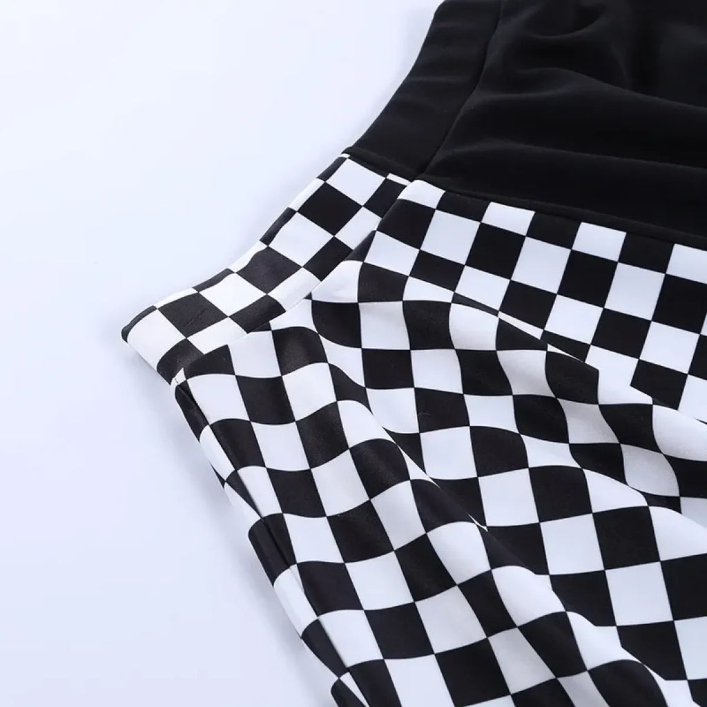 Checkerboard Gothic Punk Chain Skirt