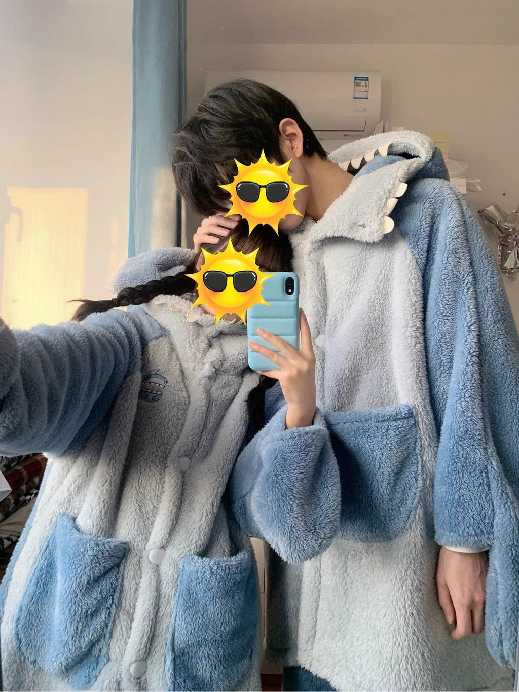Matching Shark Coral Fleece Costume Pajamas