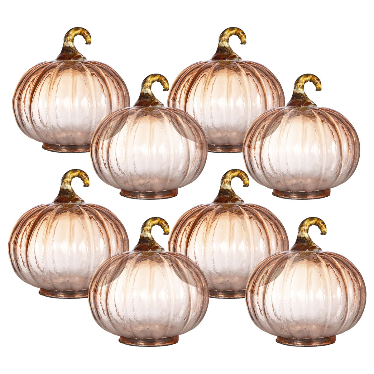 Set of 8 Glass Pumpkins for Fall Decor
