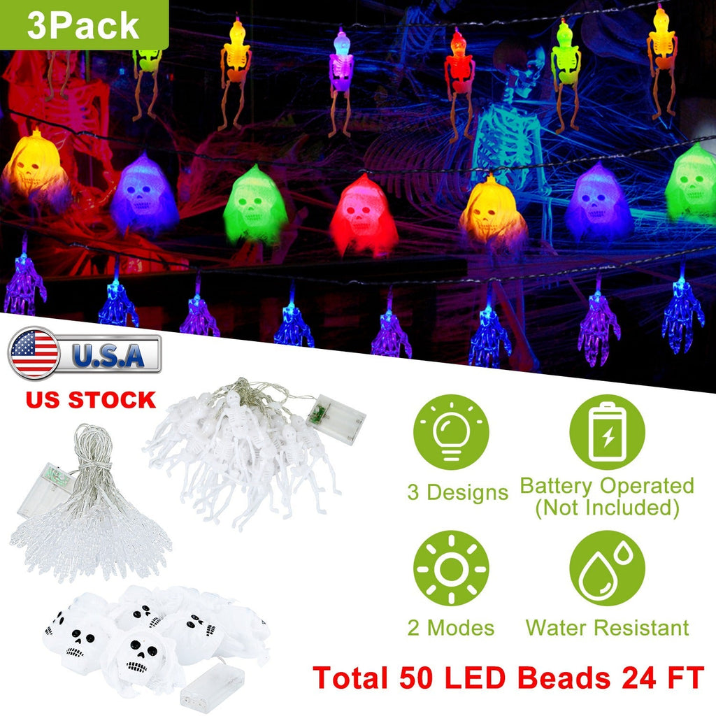 3Pcs Halloween Light Decorations Total 50 LEDs 24ft