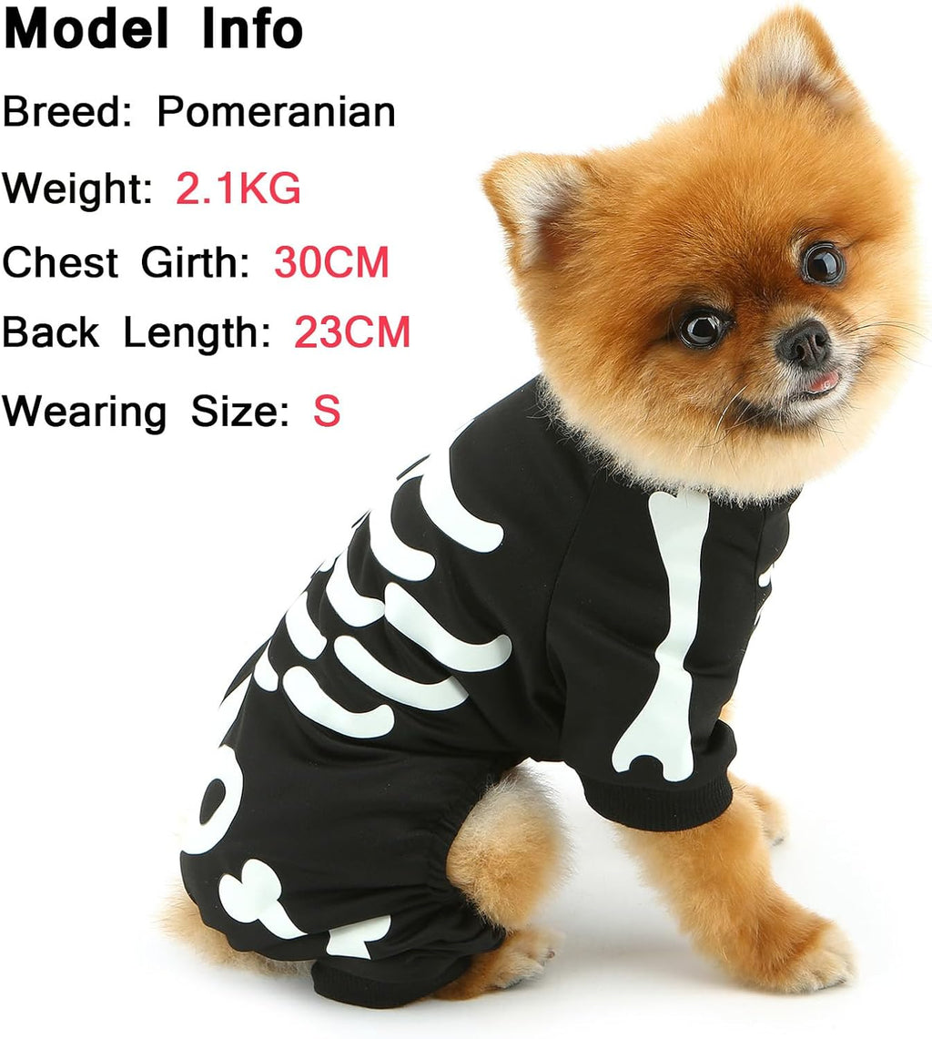 Glow-in-the-Dark Skeleton Dog Halloween Jumpsuit