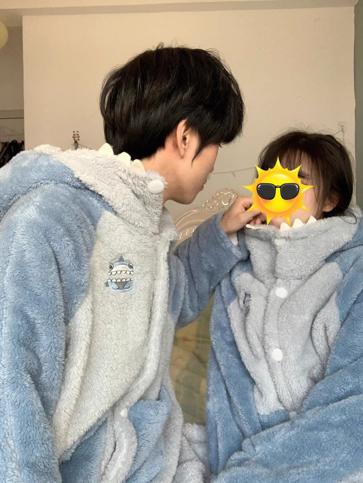 Matching Shark Coral Fleece Costume Pajamas
