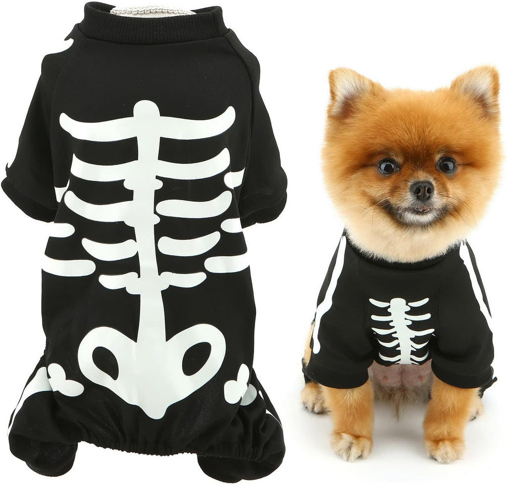 Glow-in-the-Dark Skeleton Dog Halloween Jumpsuit