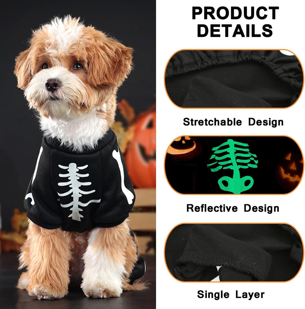 Glow-in-the-Dark Skeleton Dog Halloween Jumpsuit