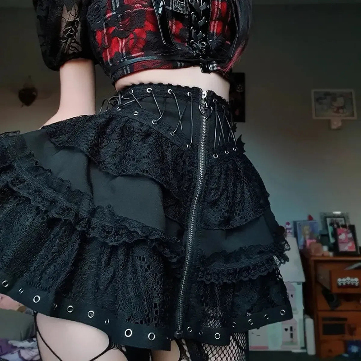 Gothic Punk High-Waist Mini Skirt