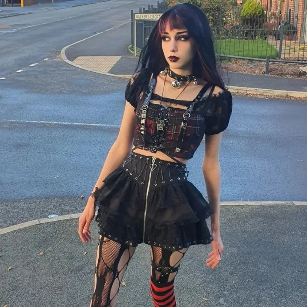 Gothic Punk High-Waist Mini Skirt