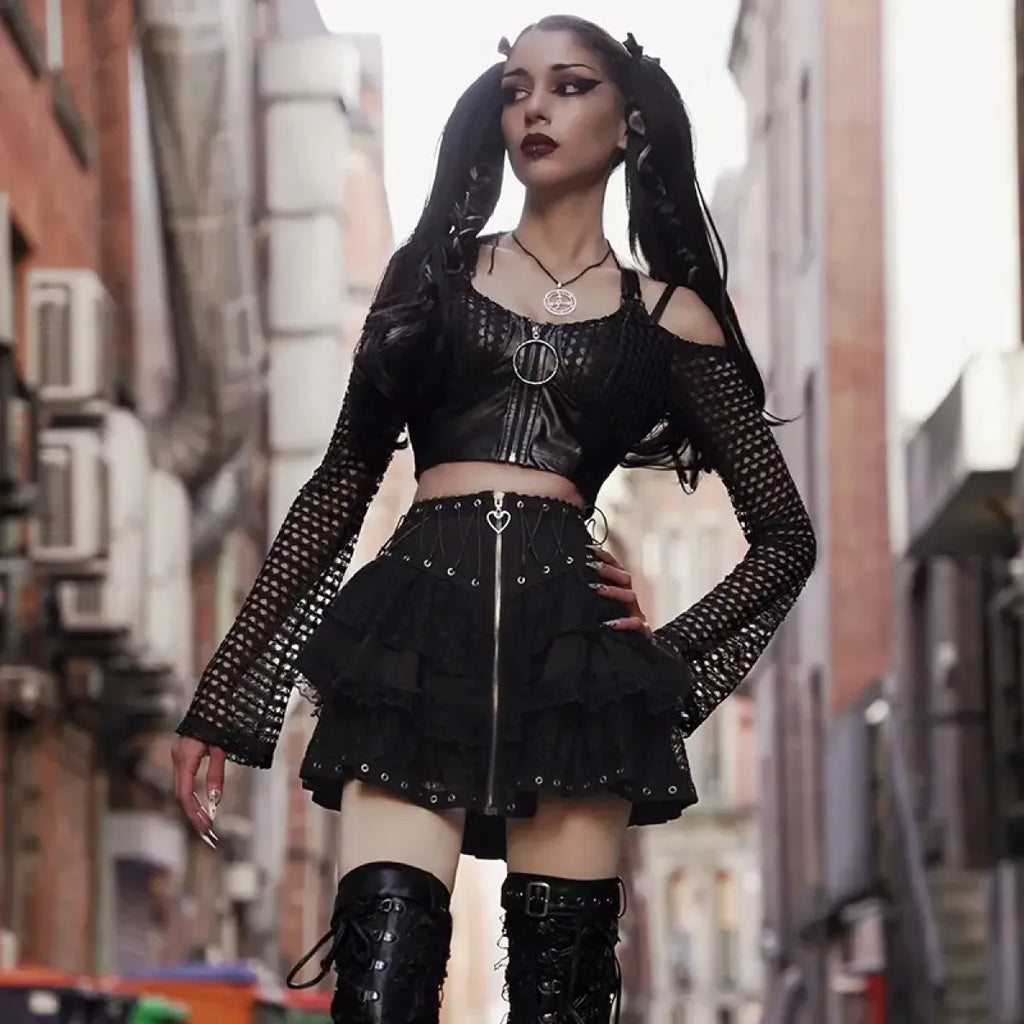 Gothic Punk High-Waist Mini Skirt