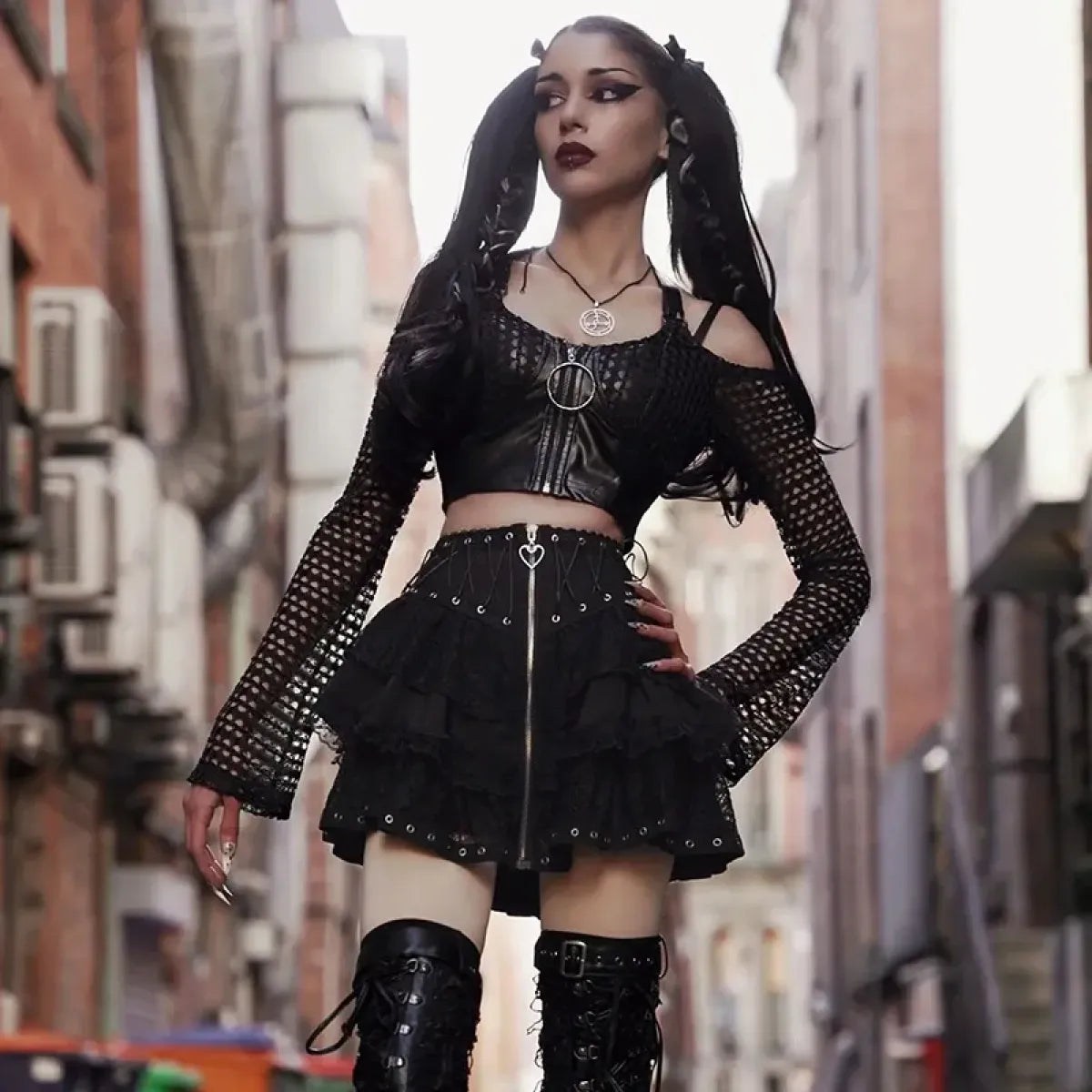 Gothic Punk High-Waist Mini Skirt