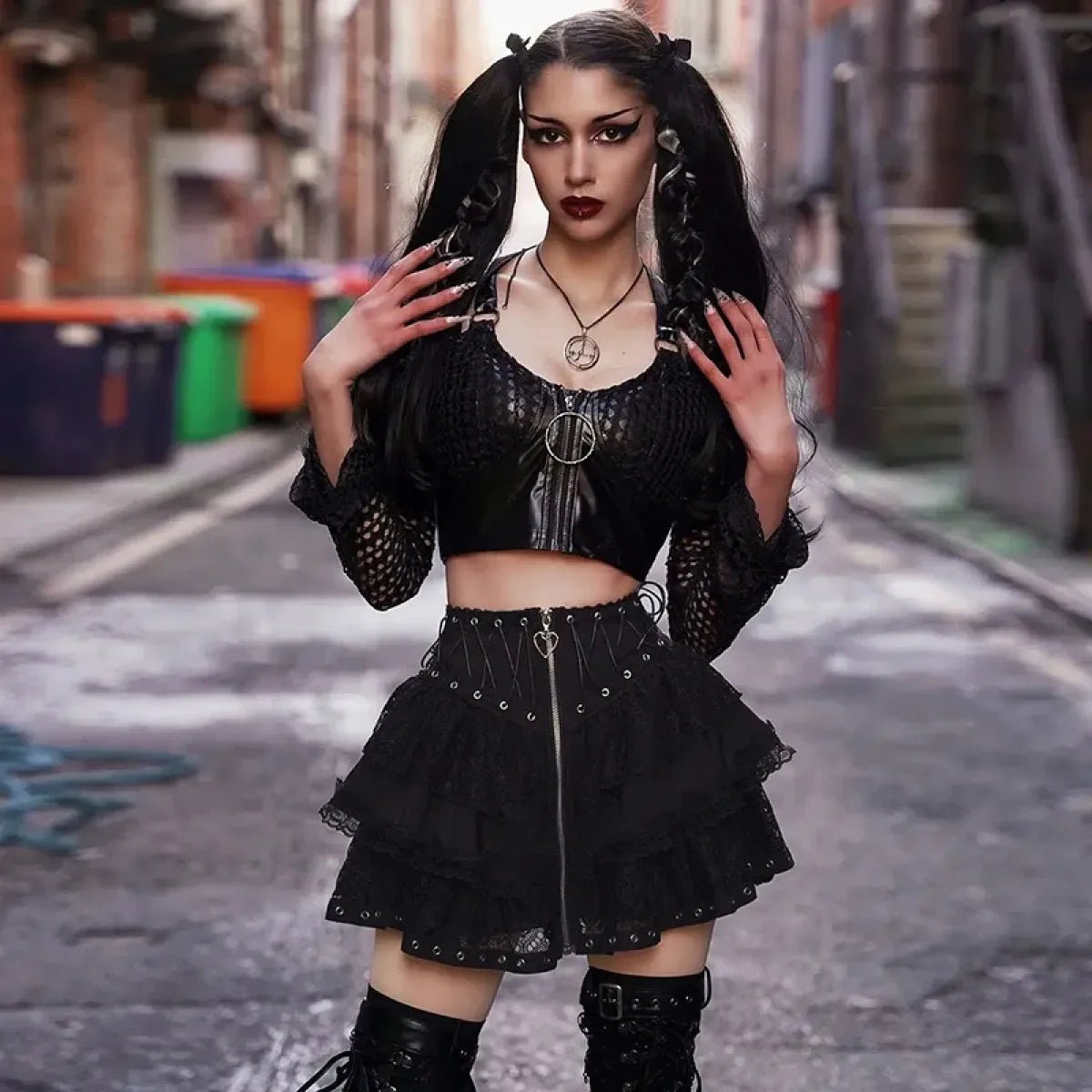 Gothic Punk High-Waist Mini Skirt