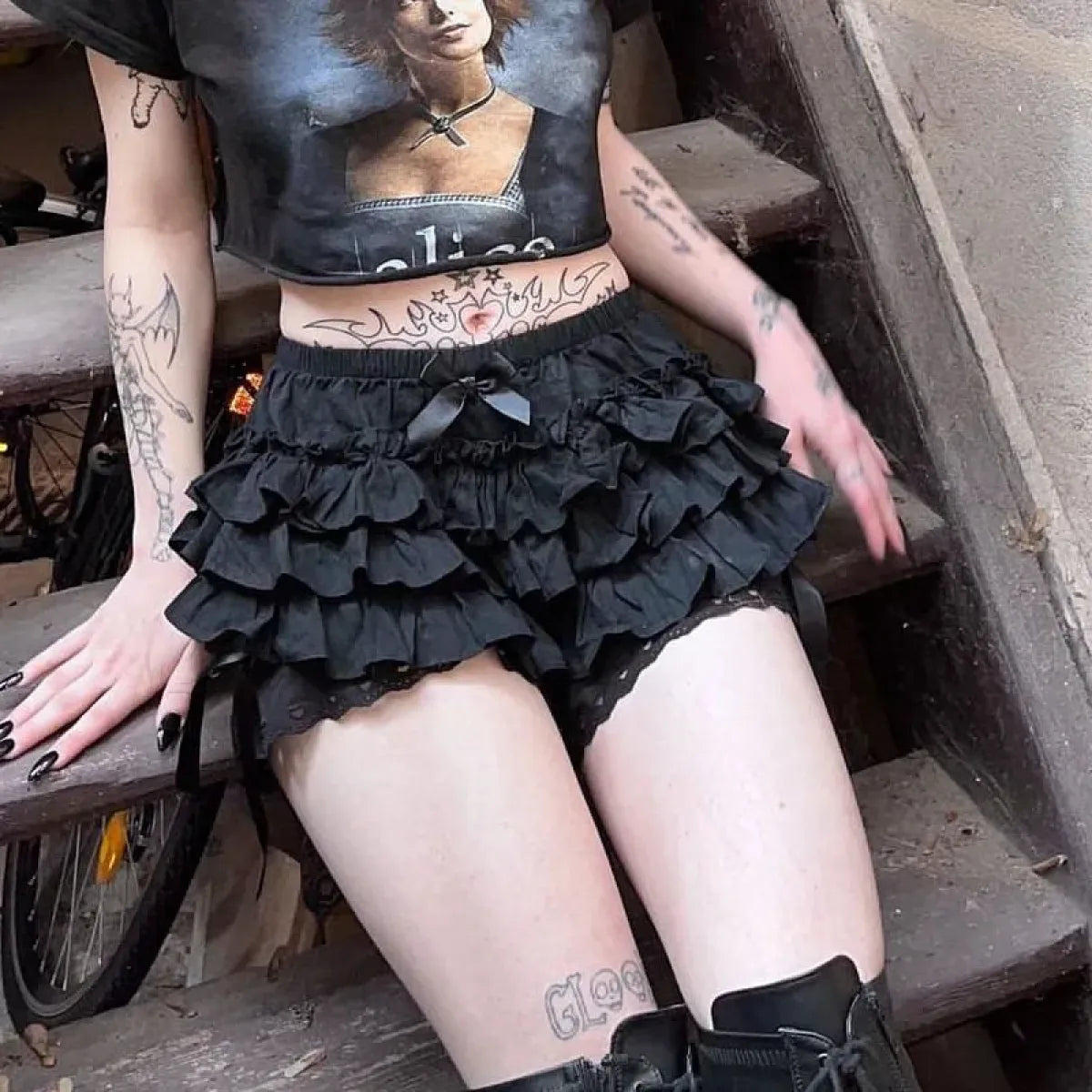 Gothic Lace Ruffle Bloomers