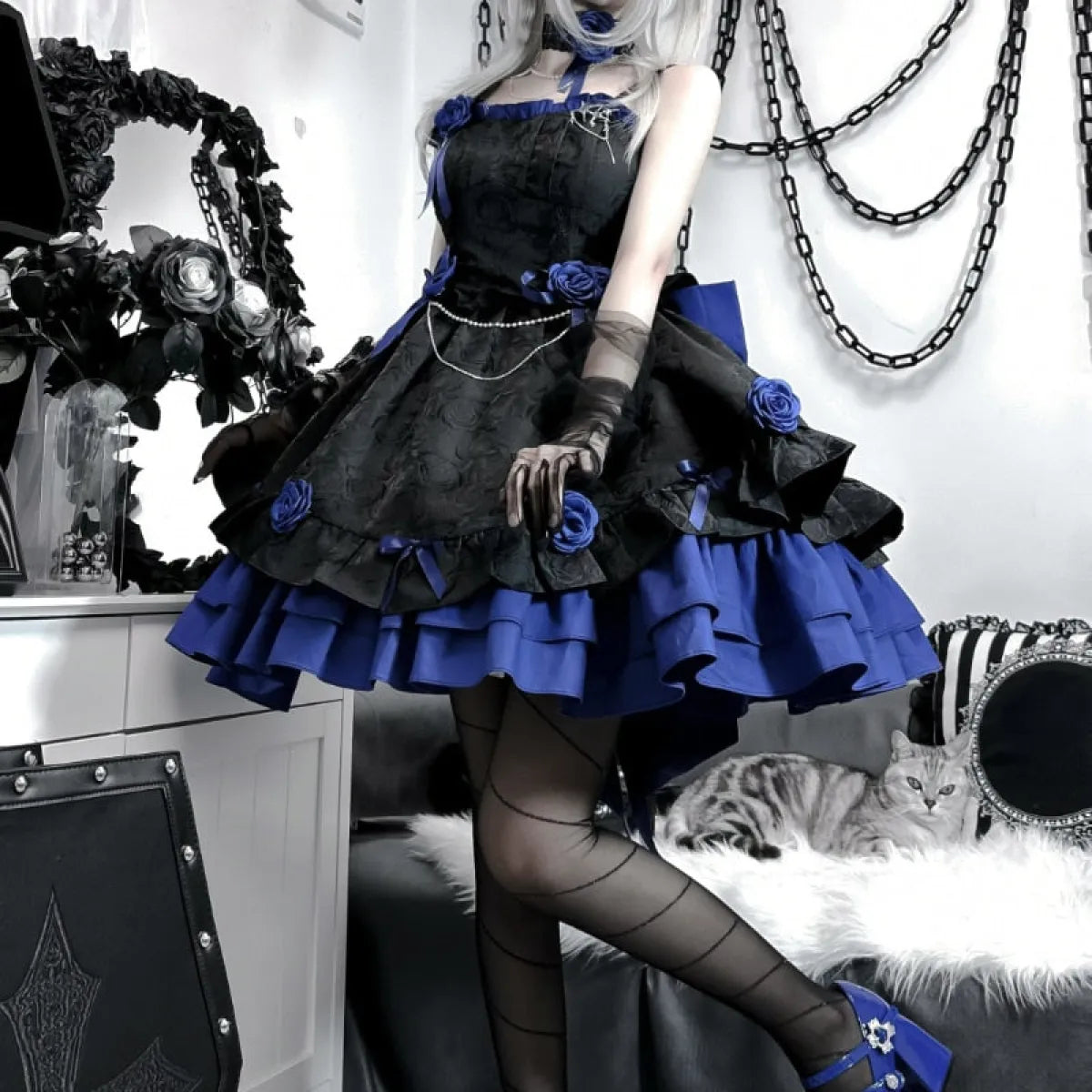 Dark Victorian Gothic Rose Dress