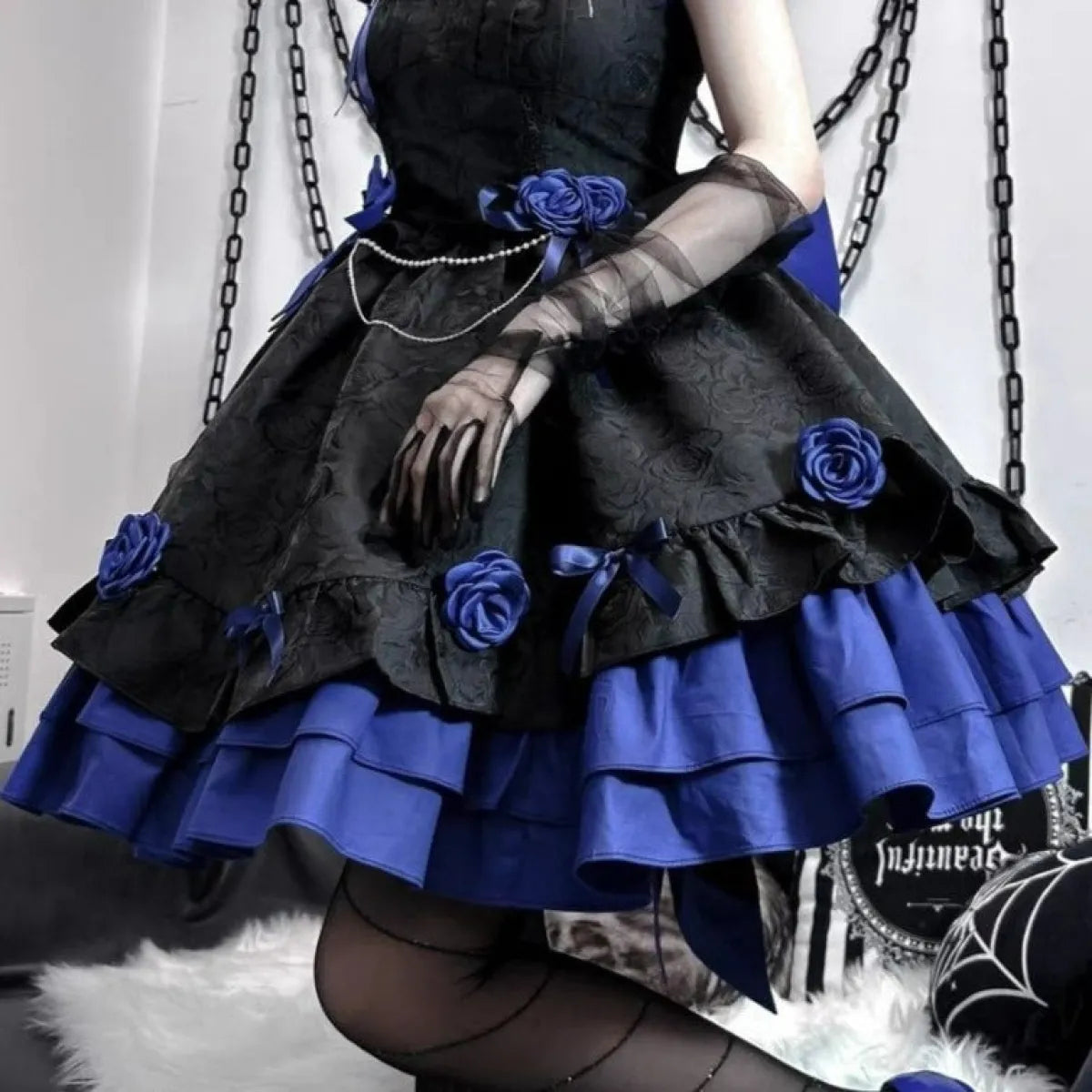 Dark Victorian Gothic Rose Dress
