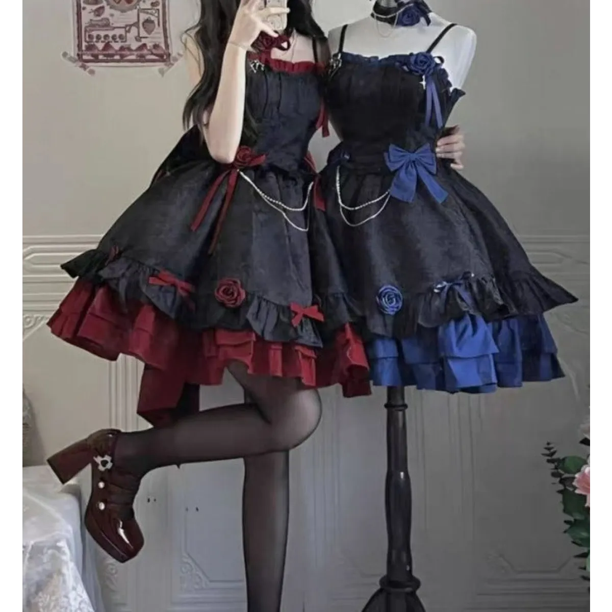 Dark Victorian Gothic Rose Dress
