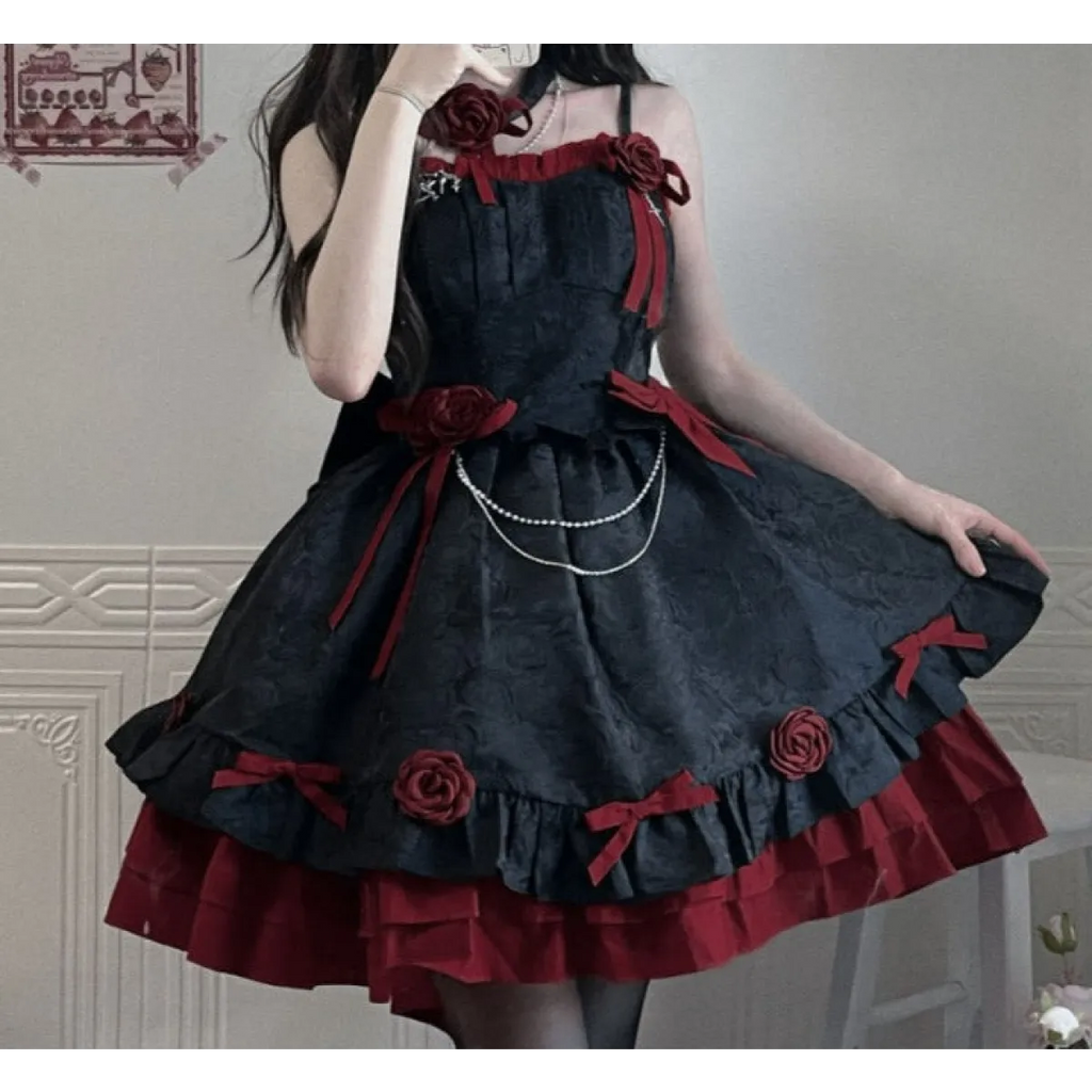 Dark Victorian Gothic Rose Dress