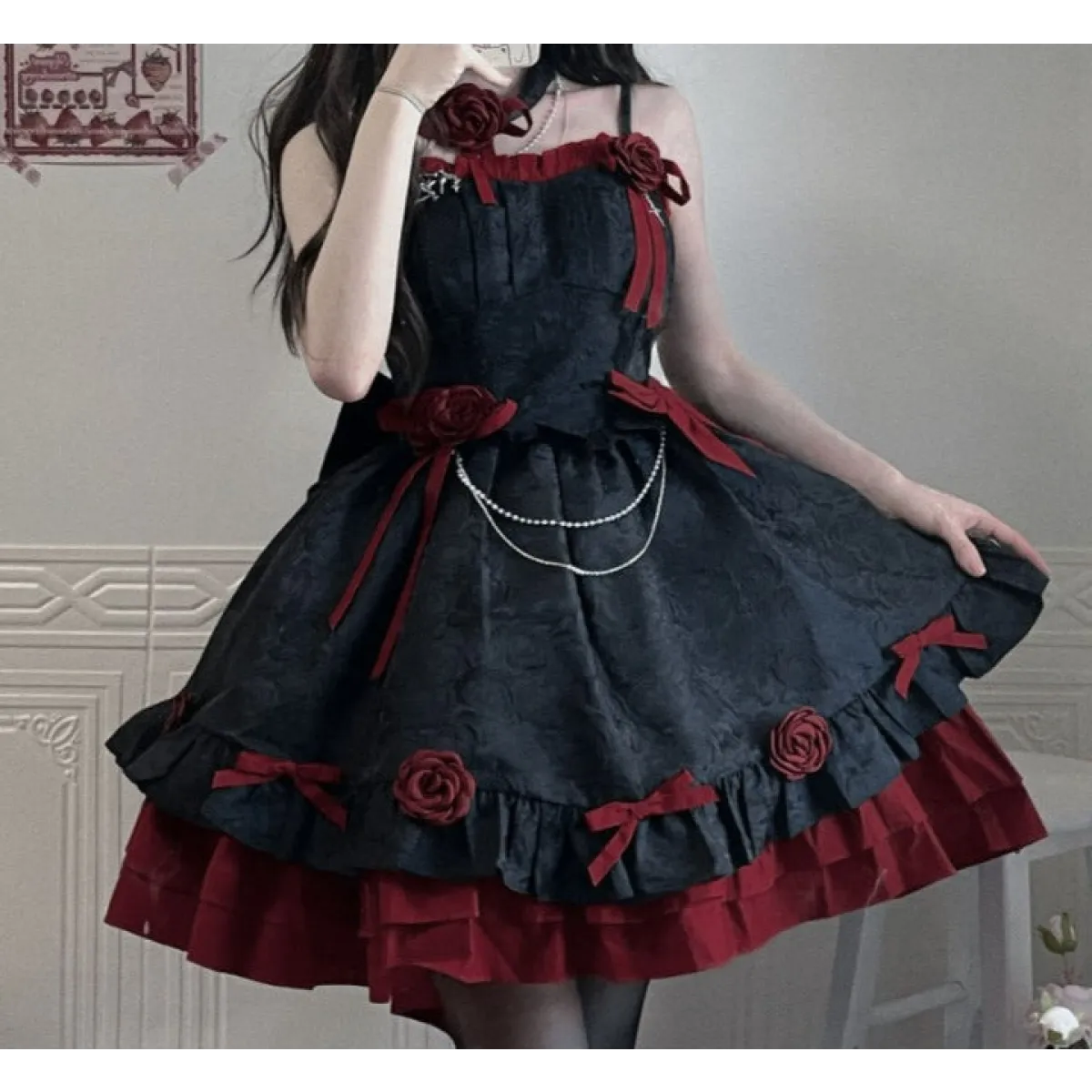 Dark Victorian Gothic Rose Dress