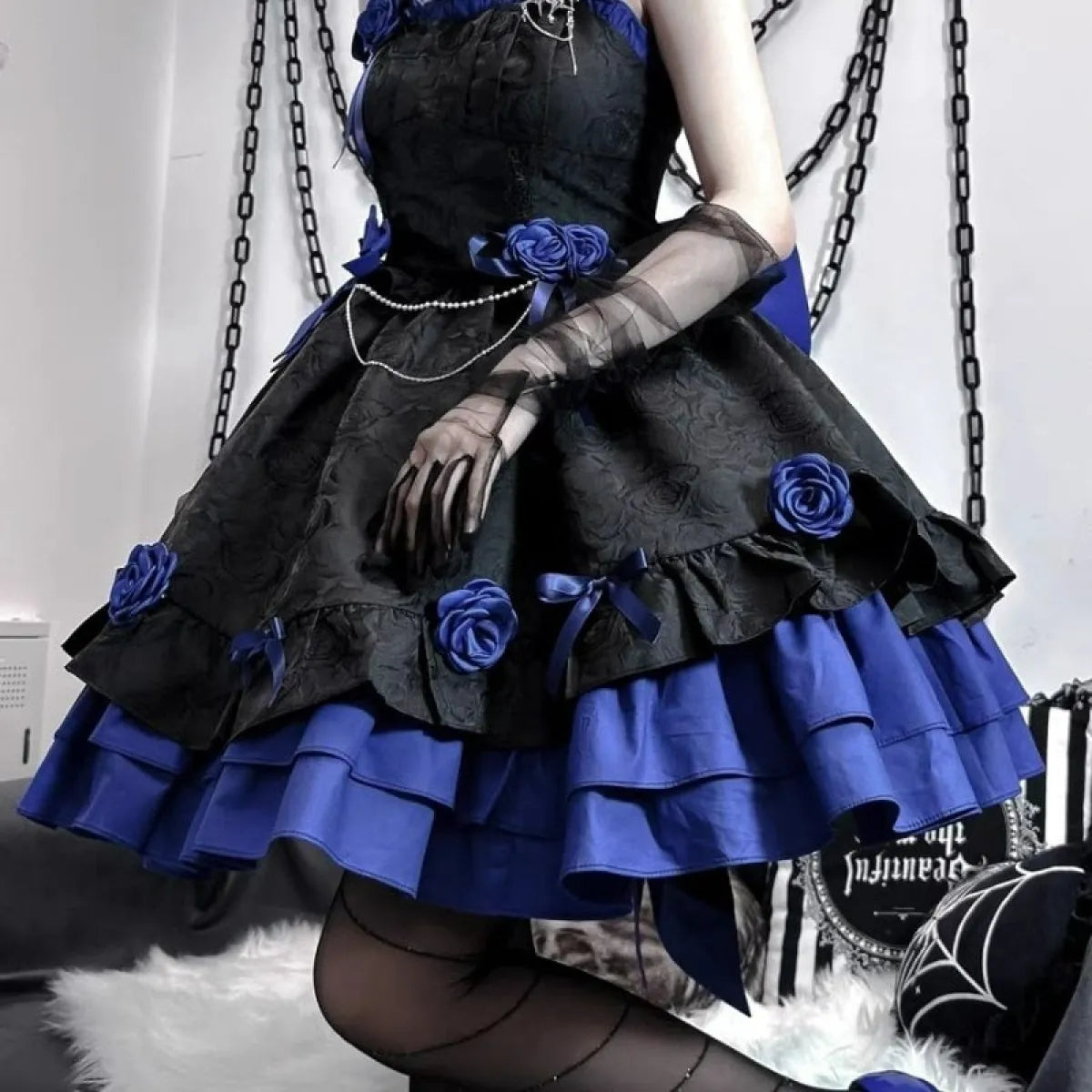 Dark Victorian Gothic Rose Dress