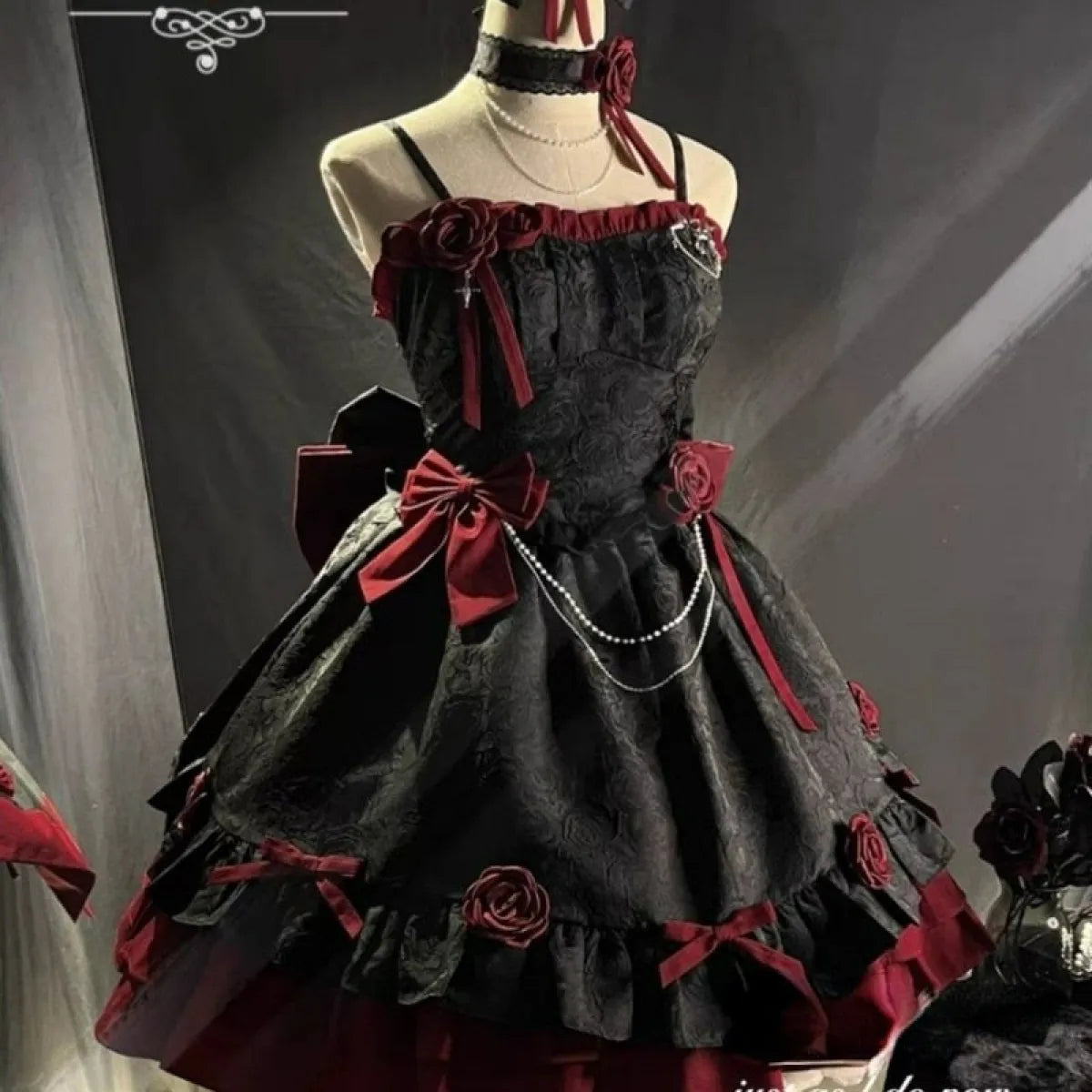 Dark Victorian Gothic Rose Dress