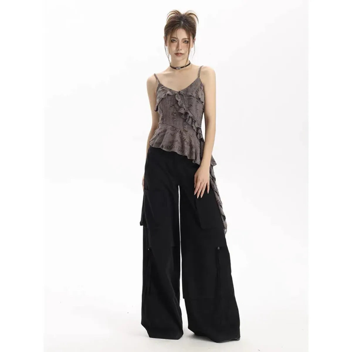 Asymmetrical Ruffle Punk Tank Top