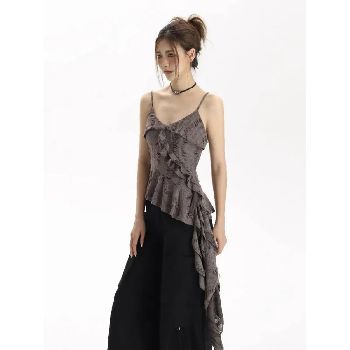 Asymmetrical Ruffle Punk Tank Top