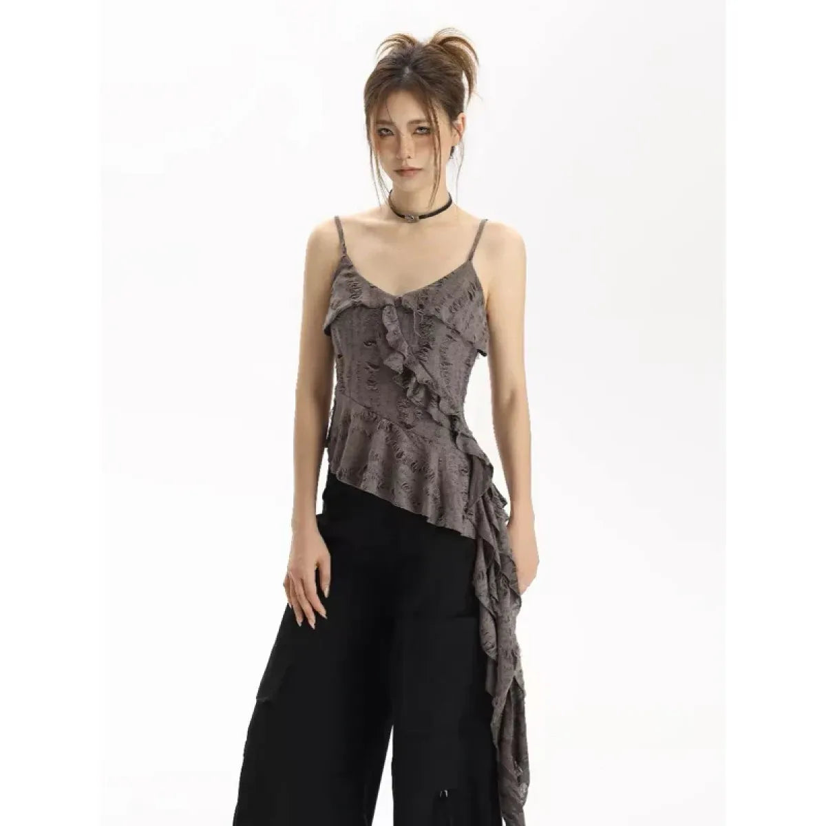 Asymmetrical Ruffle Punk Tank Top