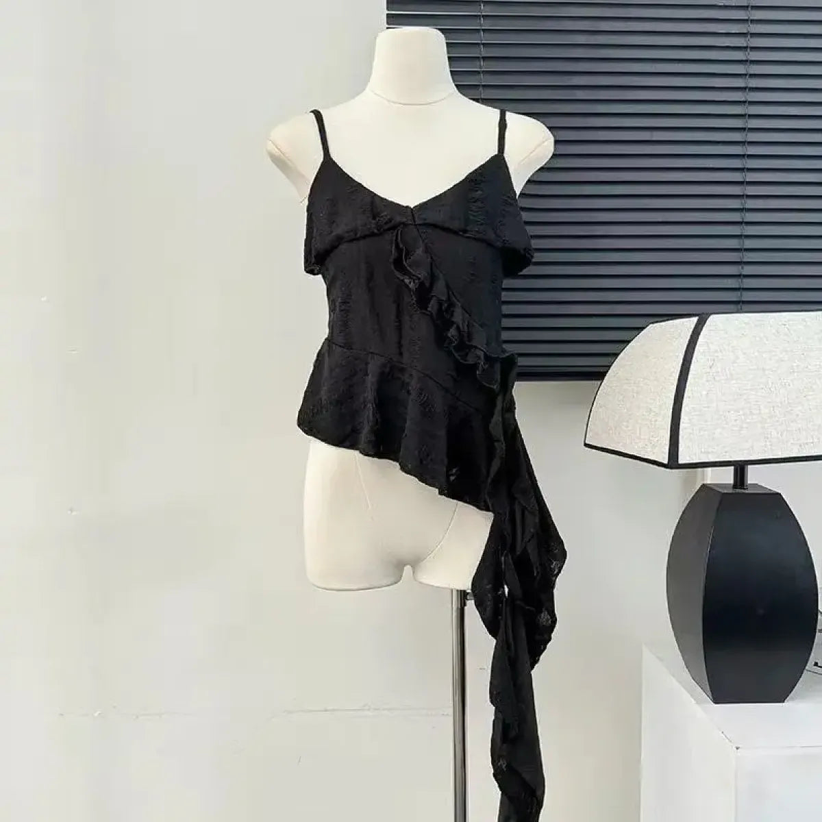 Asymmetrical Ruffle Punk Tank Top