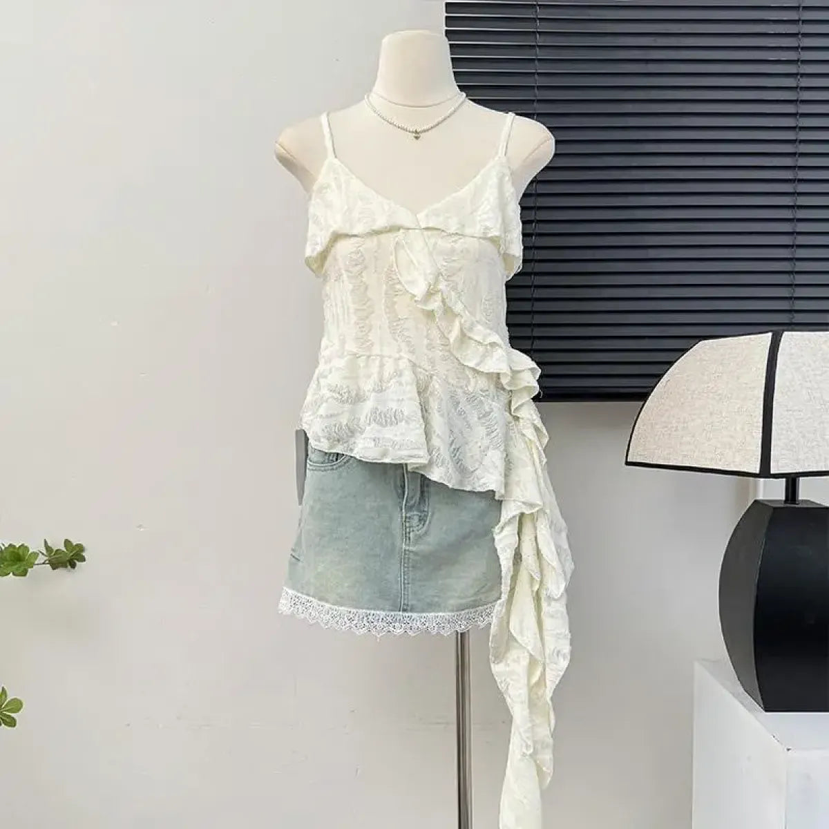 Asymmetrical Ruffle Punk Tank Top