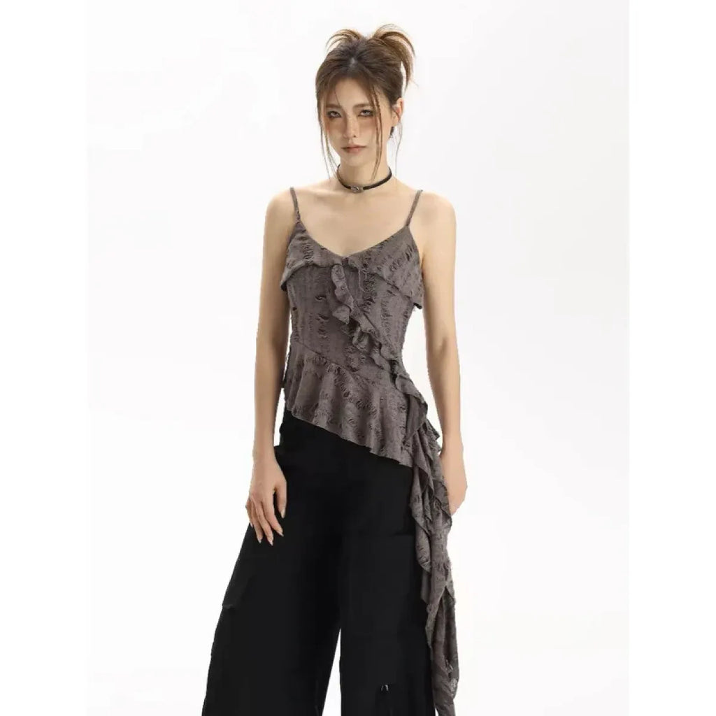 Asymmetrical Ruffle Punk Tank Top