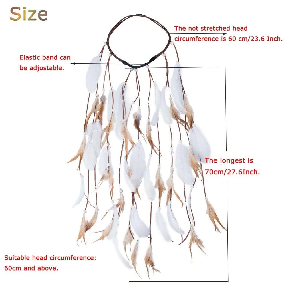 Feather Rope Crown Hair Band with feathers