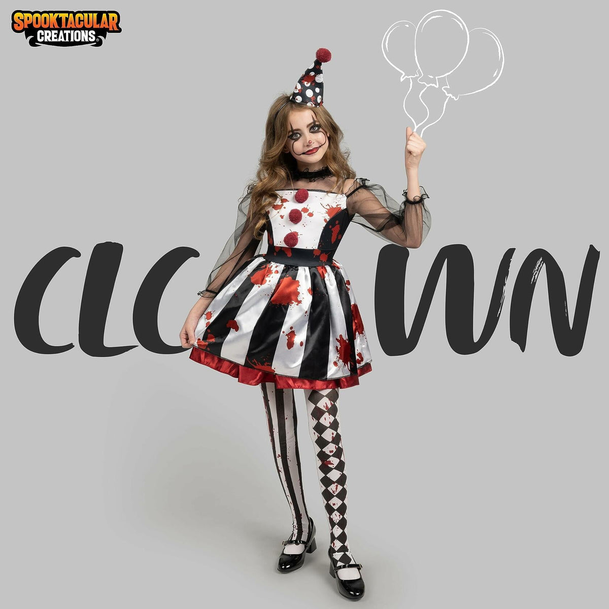Girls Scary Clown Costume