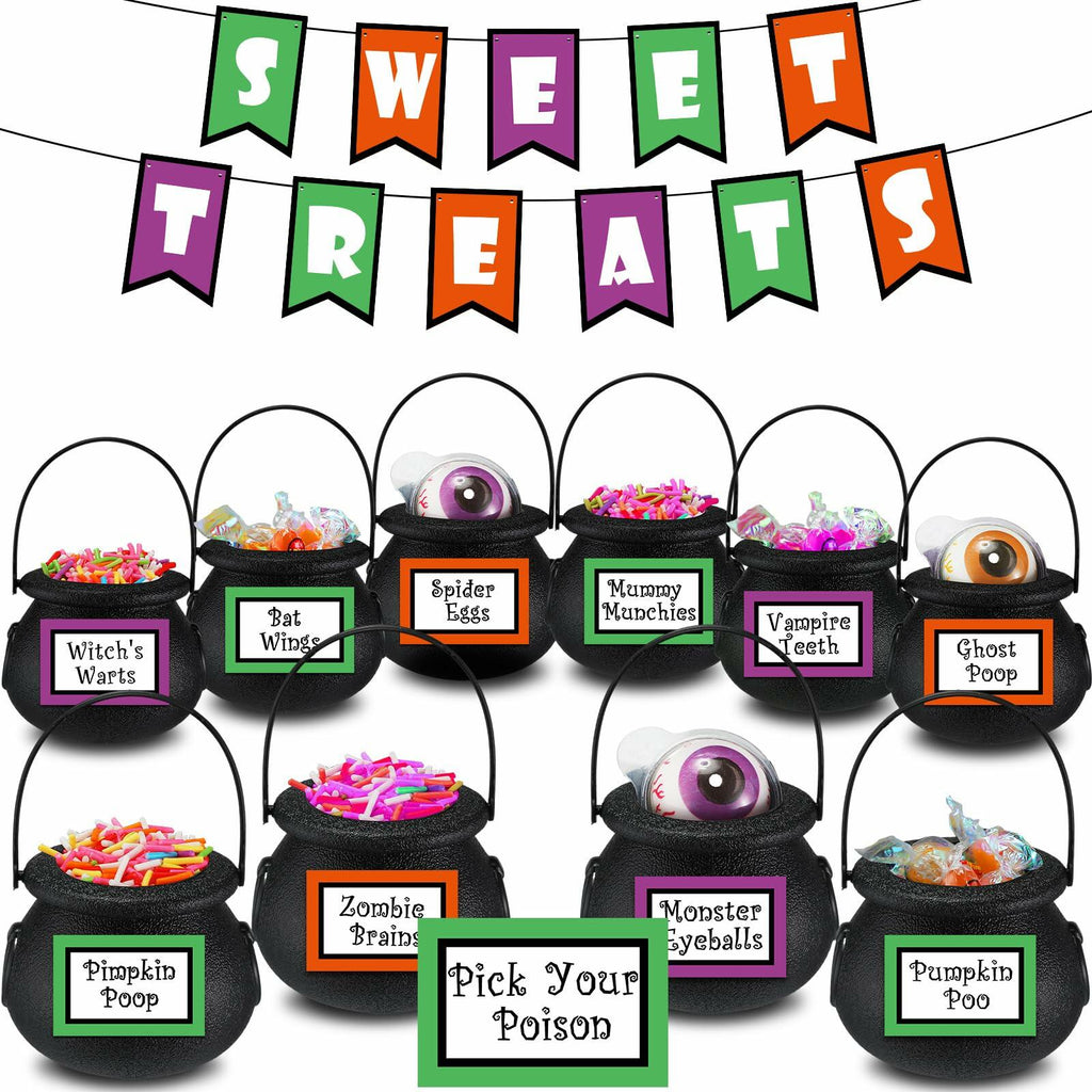 Witch Party Favors Black Mini Cauldrons 2.8" 12pcs