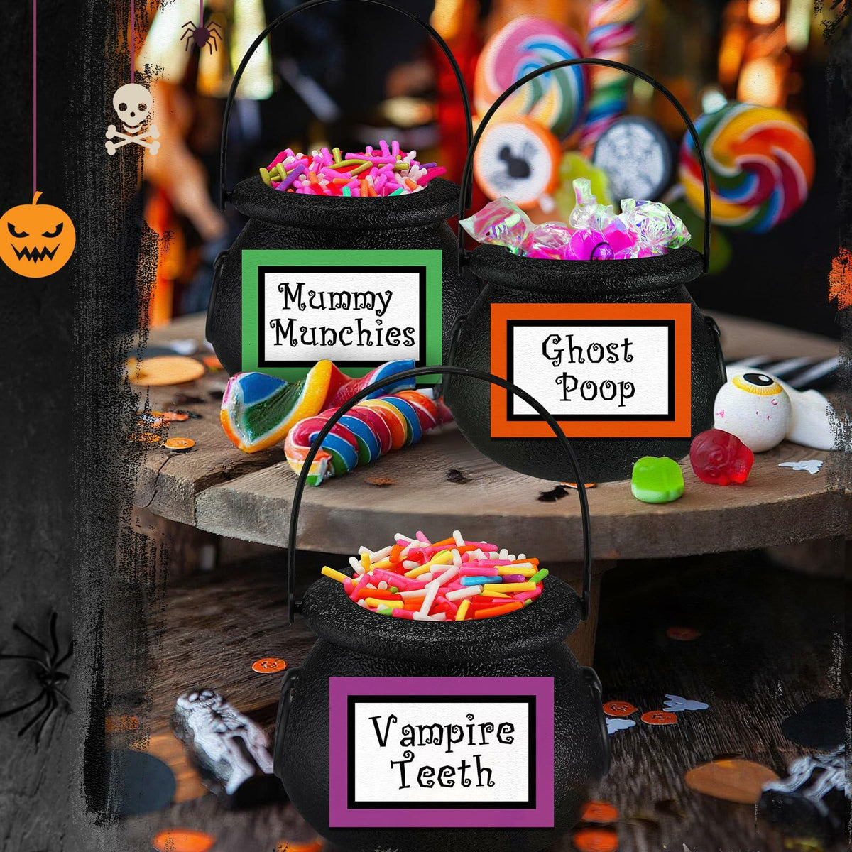 Witch Party Favors Black Mini Cauldrons 2.8" 12pcs