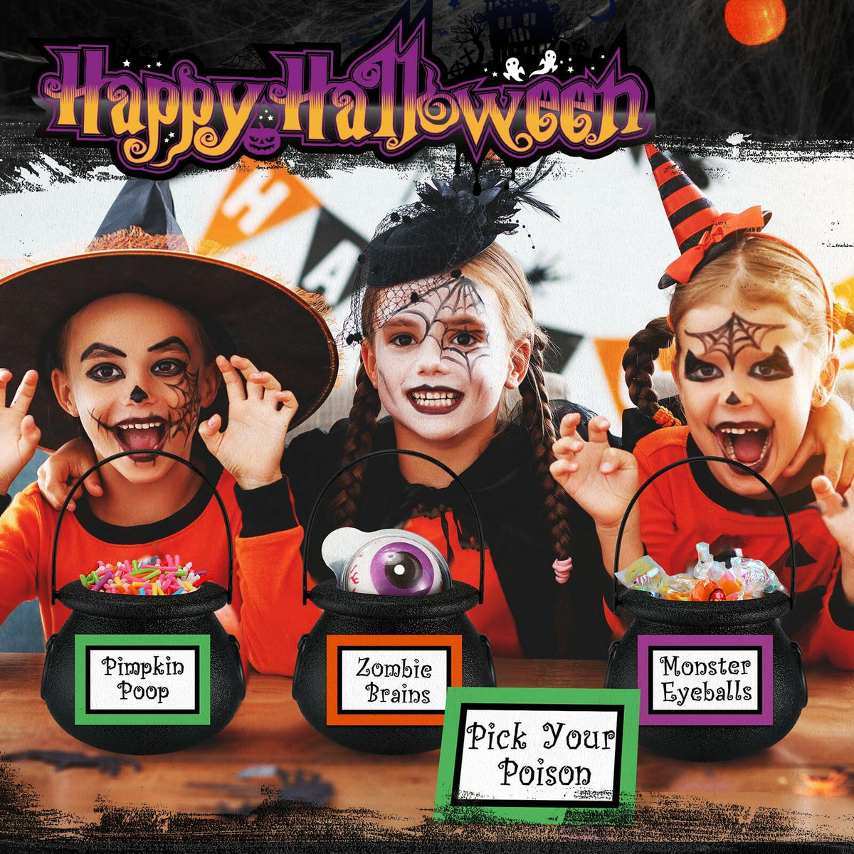 Witch Party Favors Black Mini Cauldrons 2.8" 12pcs