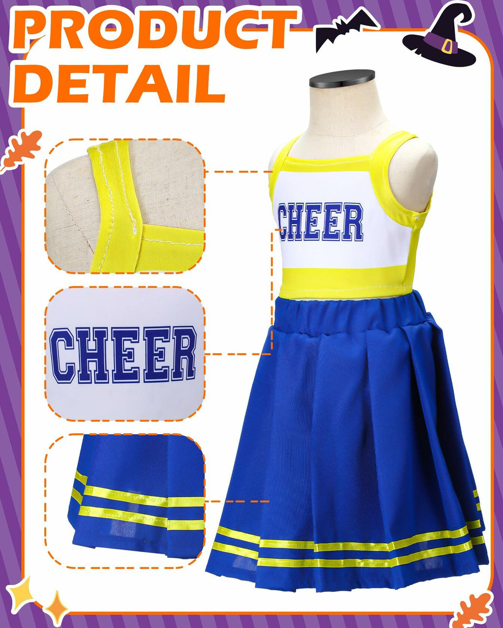 Girls Cheerleader Blue and Yellow