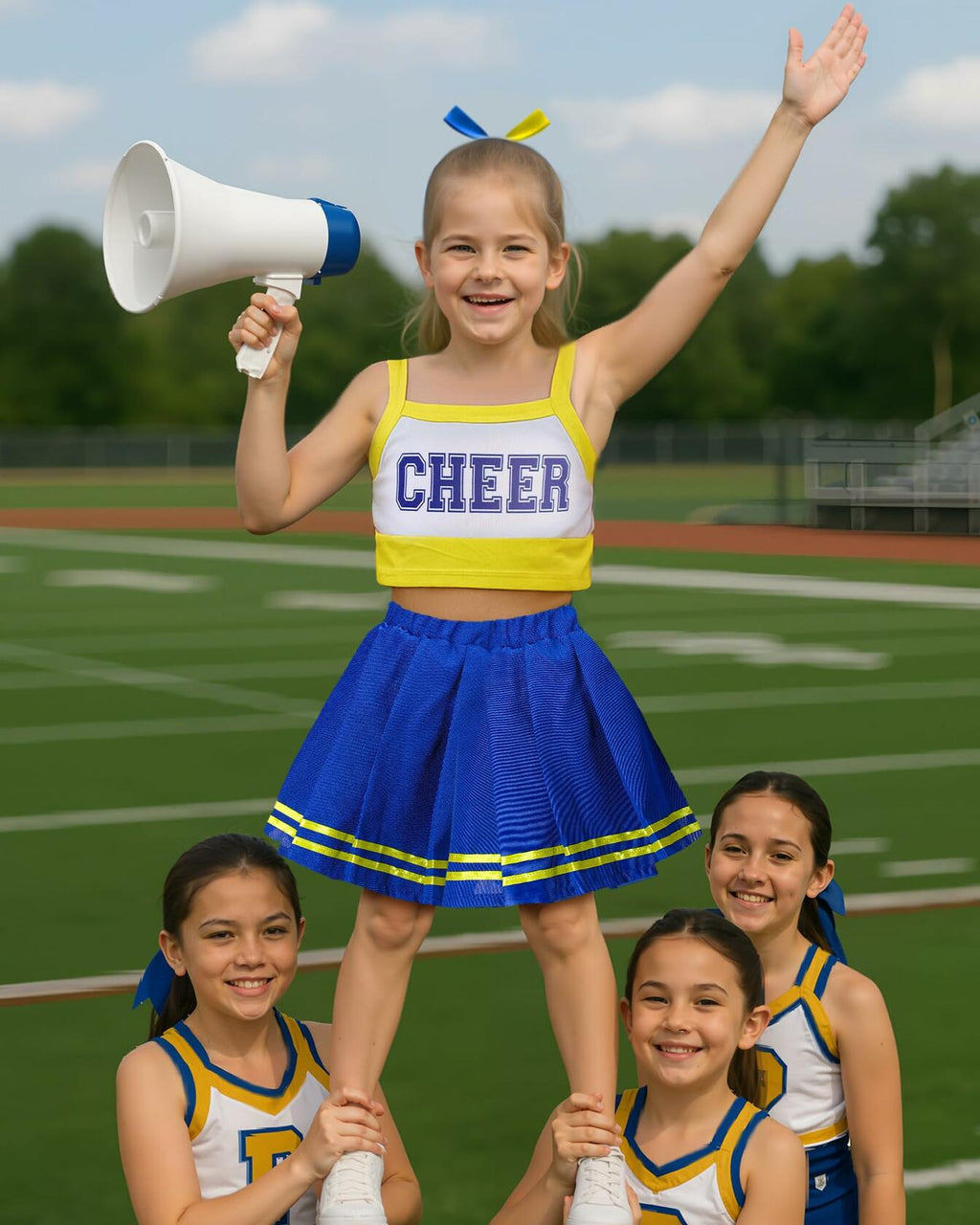 Girls Cheerleader Blue and Yellow
