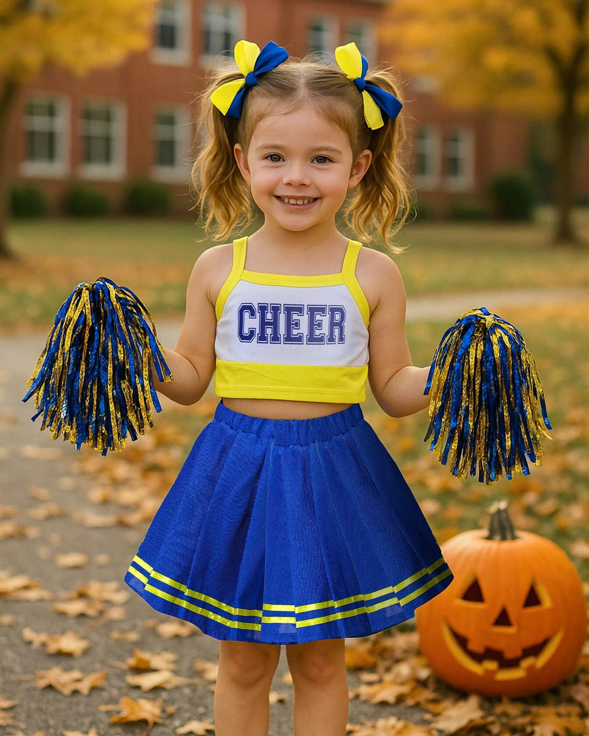 Girls Cheerleader Blue and Yellow