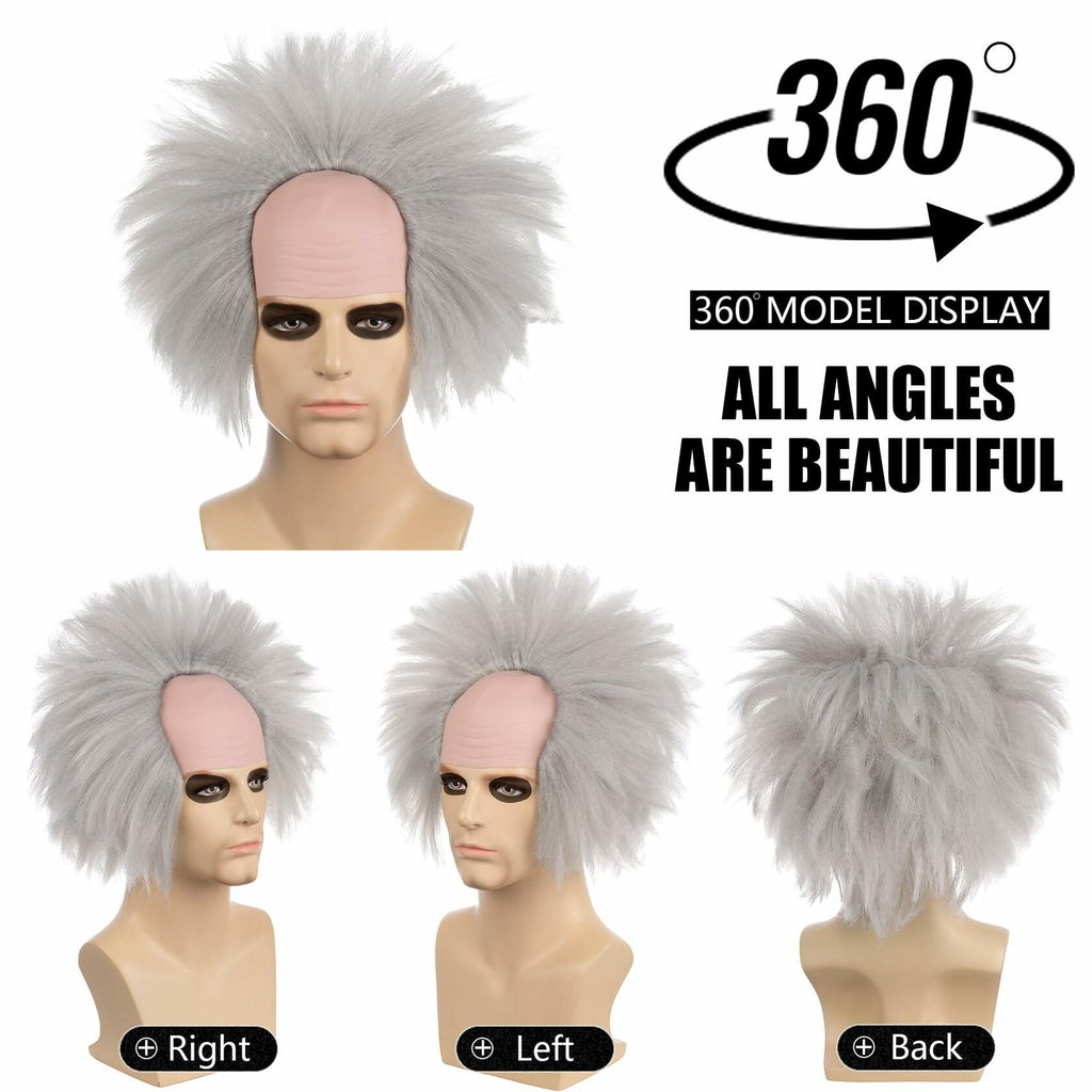 Balding crazy gray hair wig