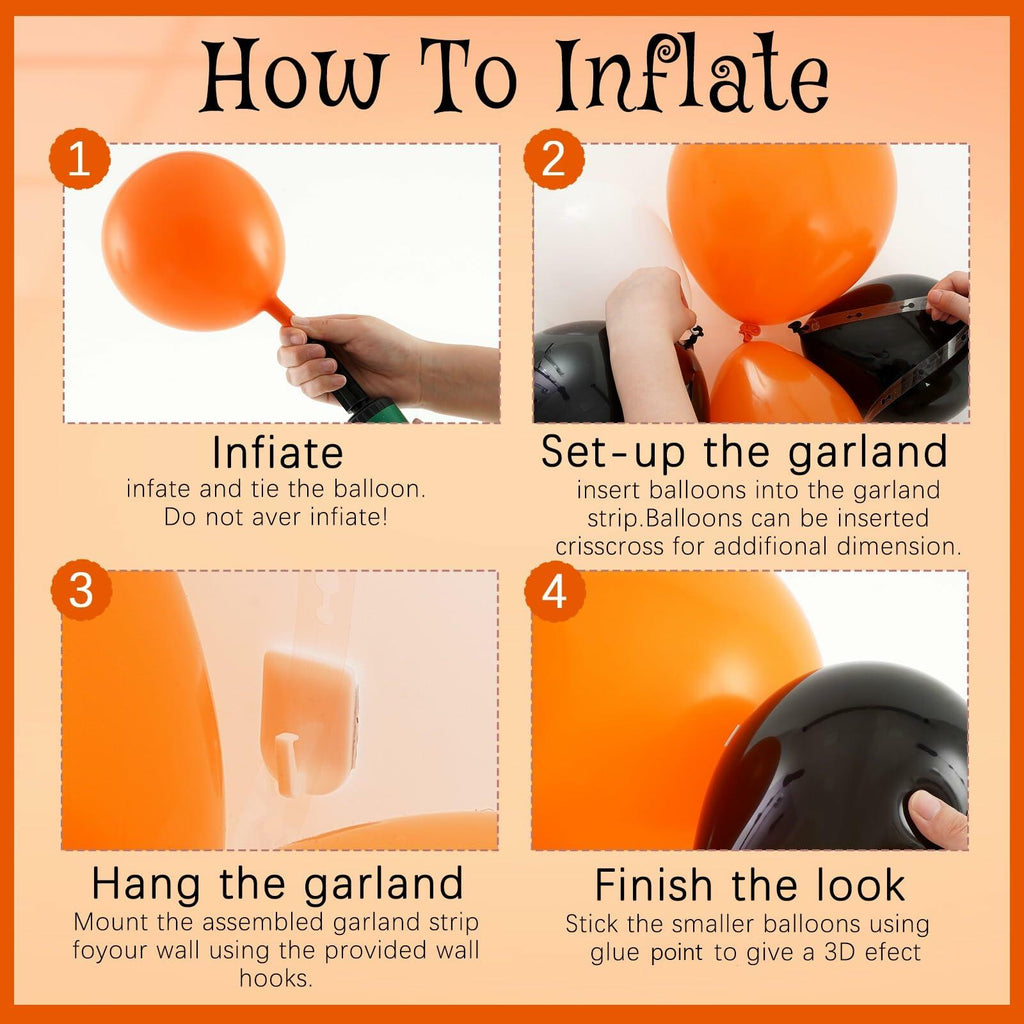 Halloween Balloon Garland Arch Kit Orange Black White 5-18 Inch