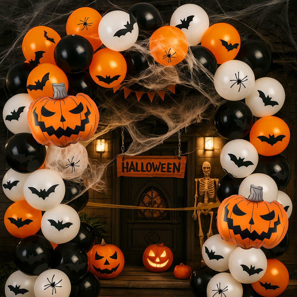 Halloween Balloon Garland Arch Kit Orange Black White 5-18 Inch