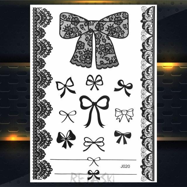 53 Sheets Black Lace Temporary Tattoos Sticker Butterfly Flower Fake Tatoo Sticker Sexy  Black Henna Temporary Tattoos For Women