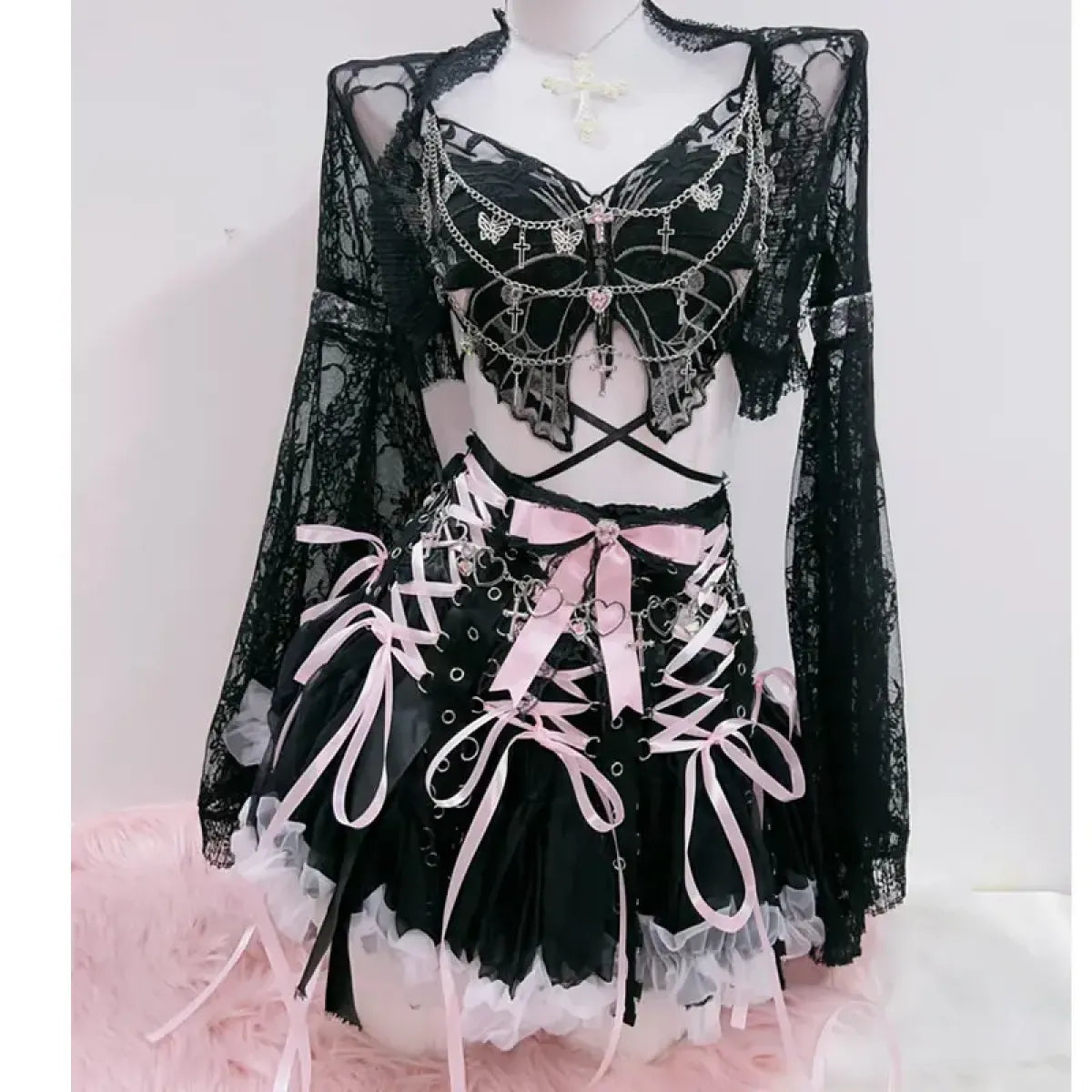 Punk Cross Lace Tank Top