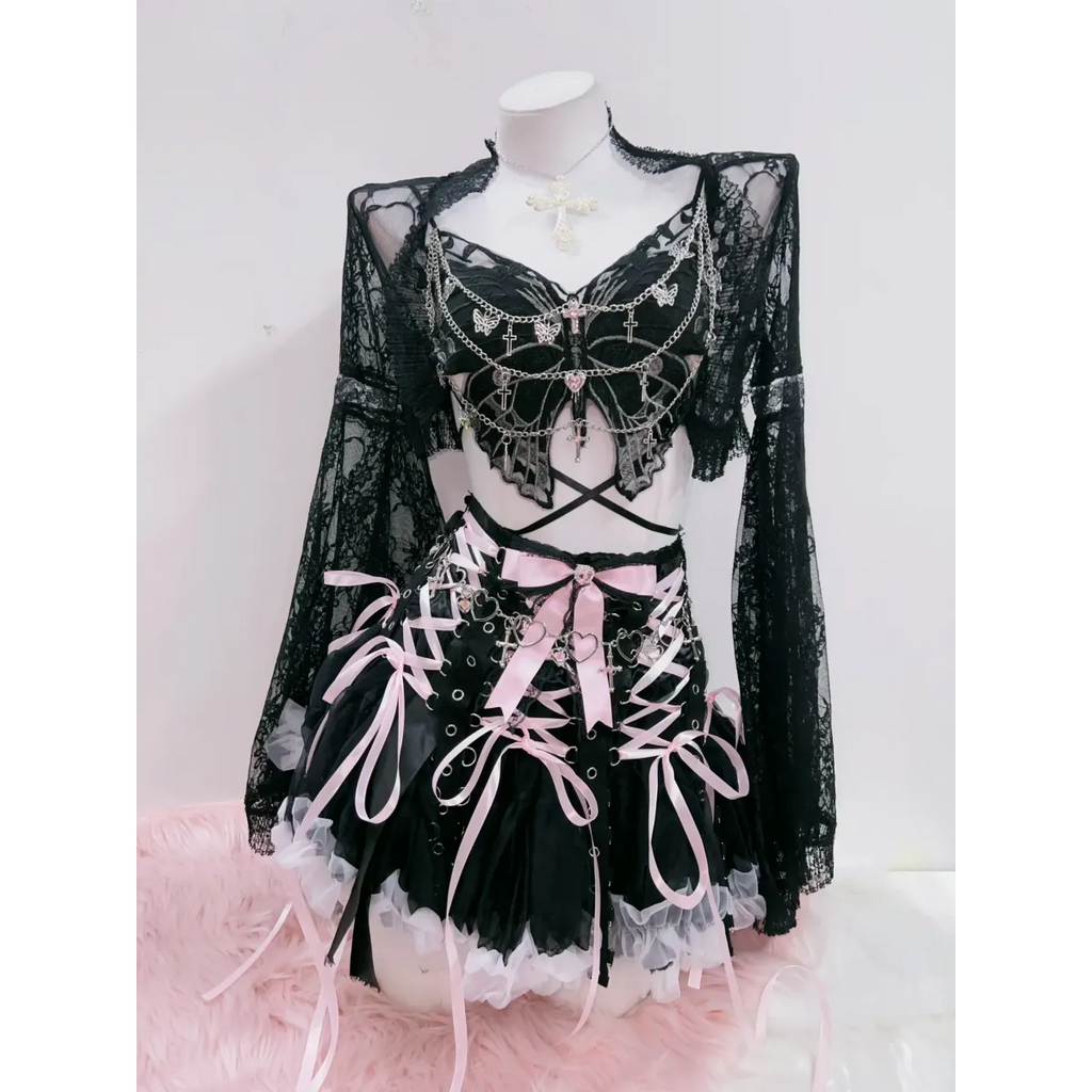Punk Cross Lace Tank Top