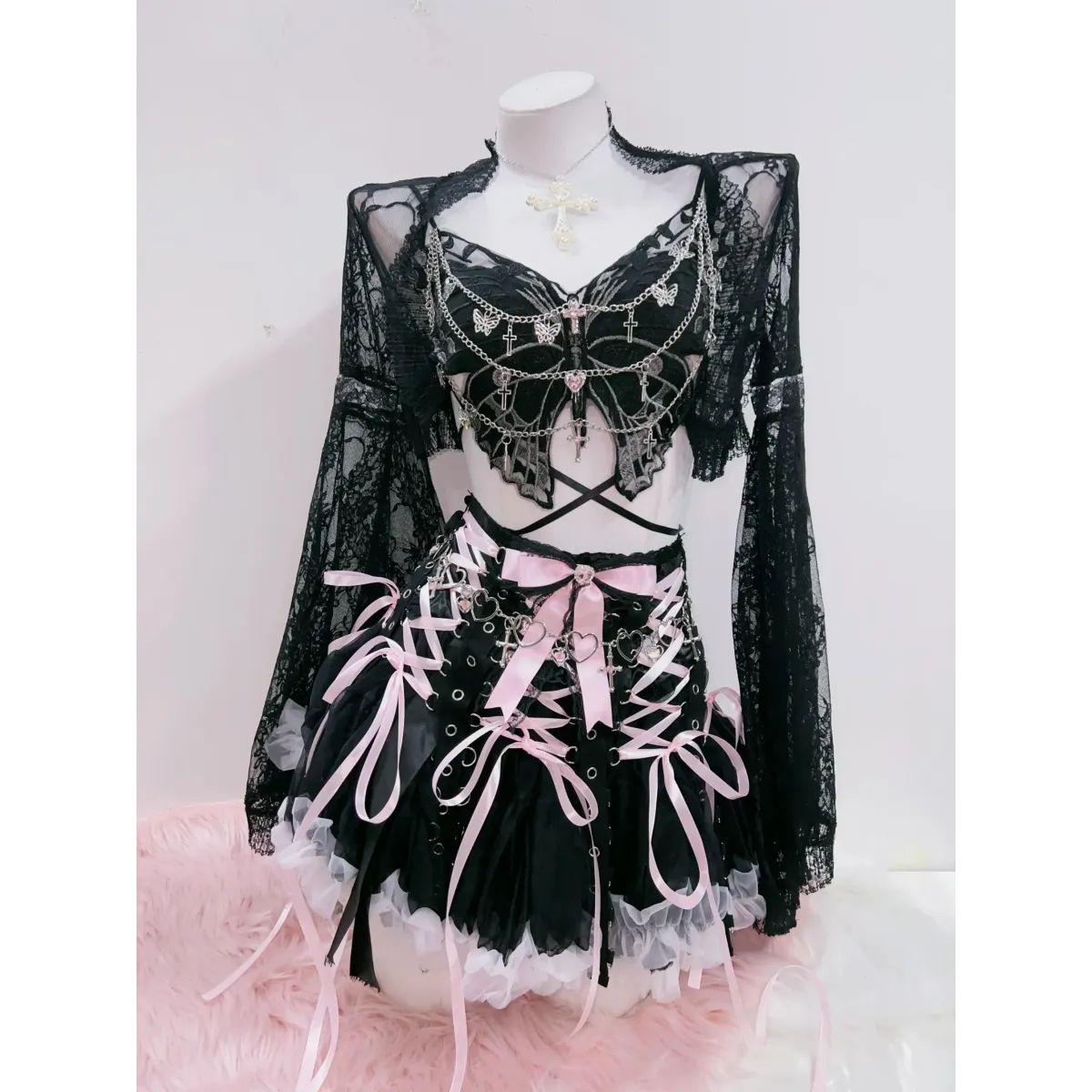 Punk Cross Lace Tank Top