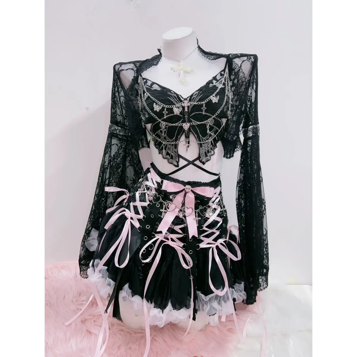 Punk Cross Lace Tank Top