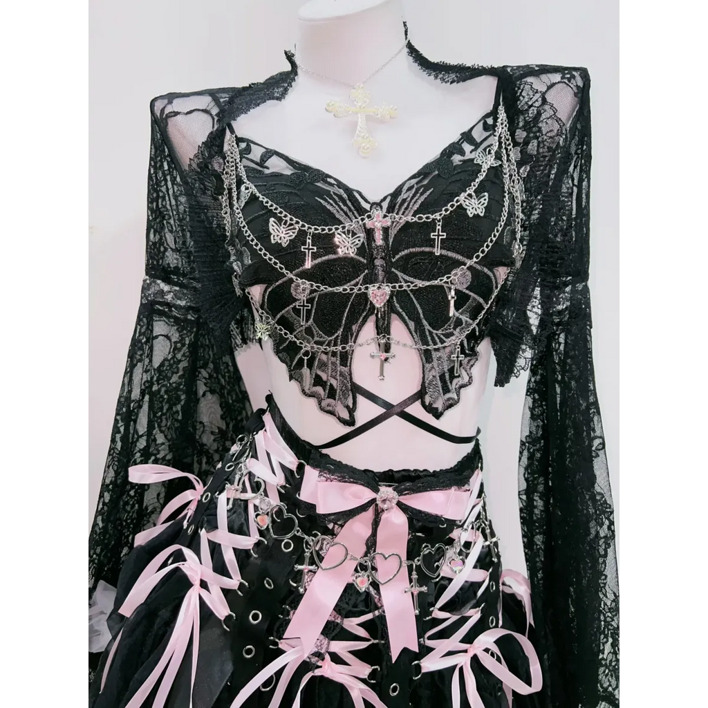 Punk Cross Lace Tank Top