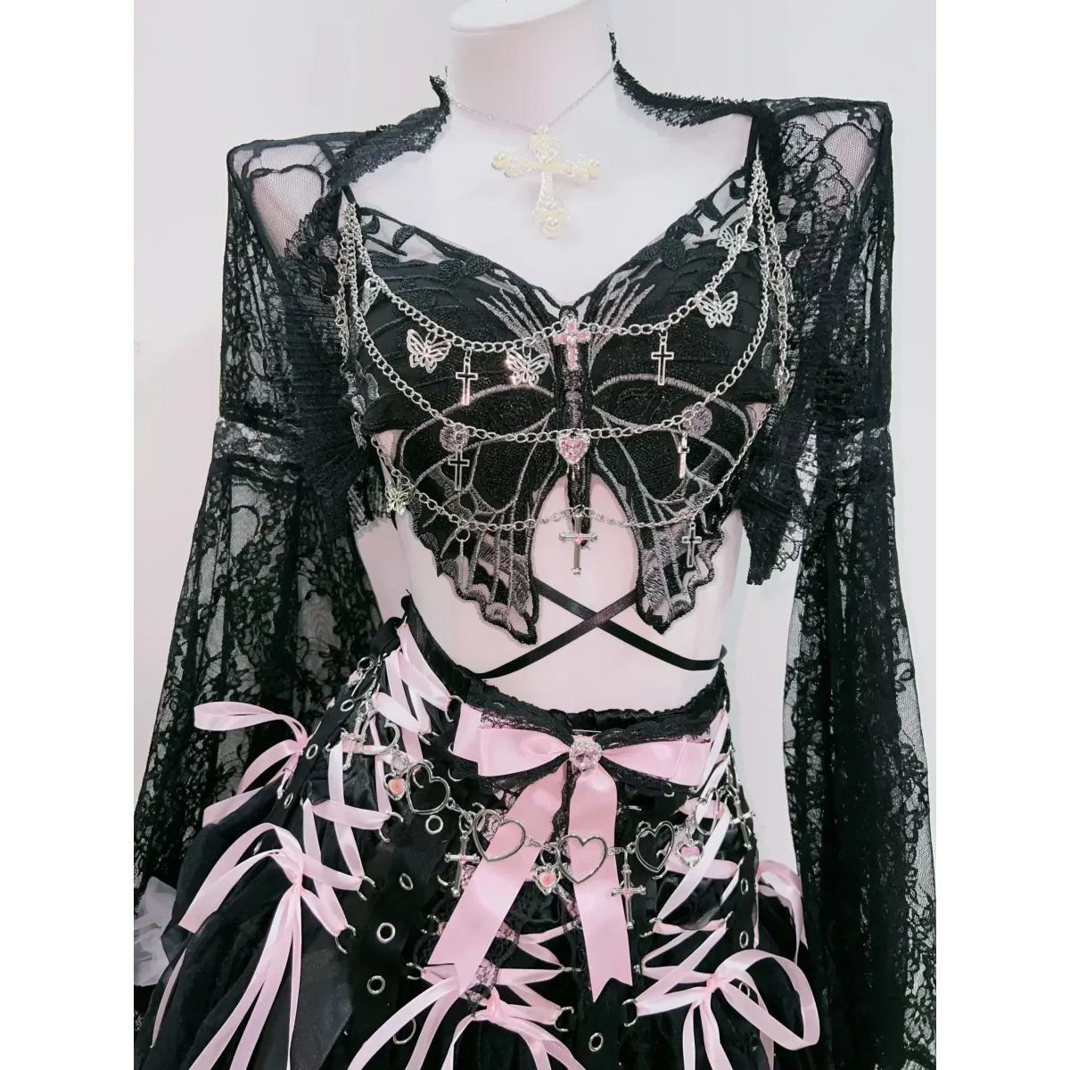 Punk Cross Lace Tank Top