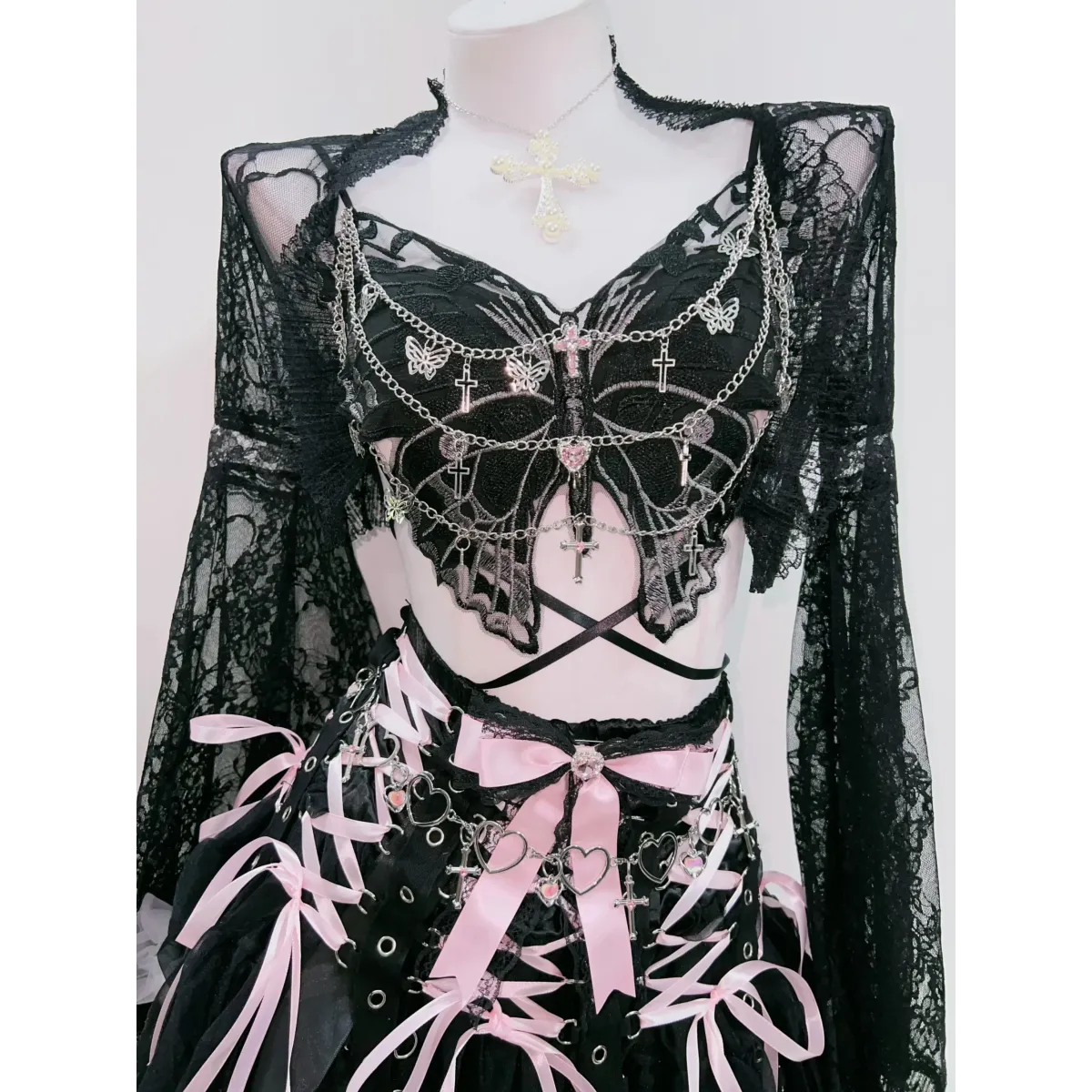 Punk Cross Lace Tank Top