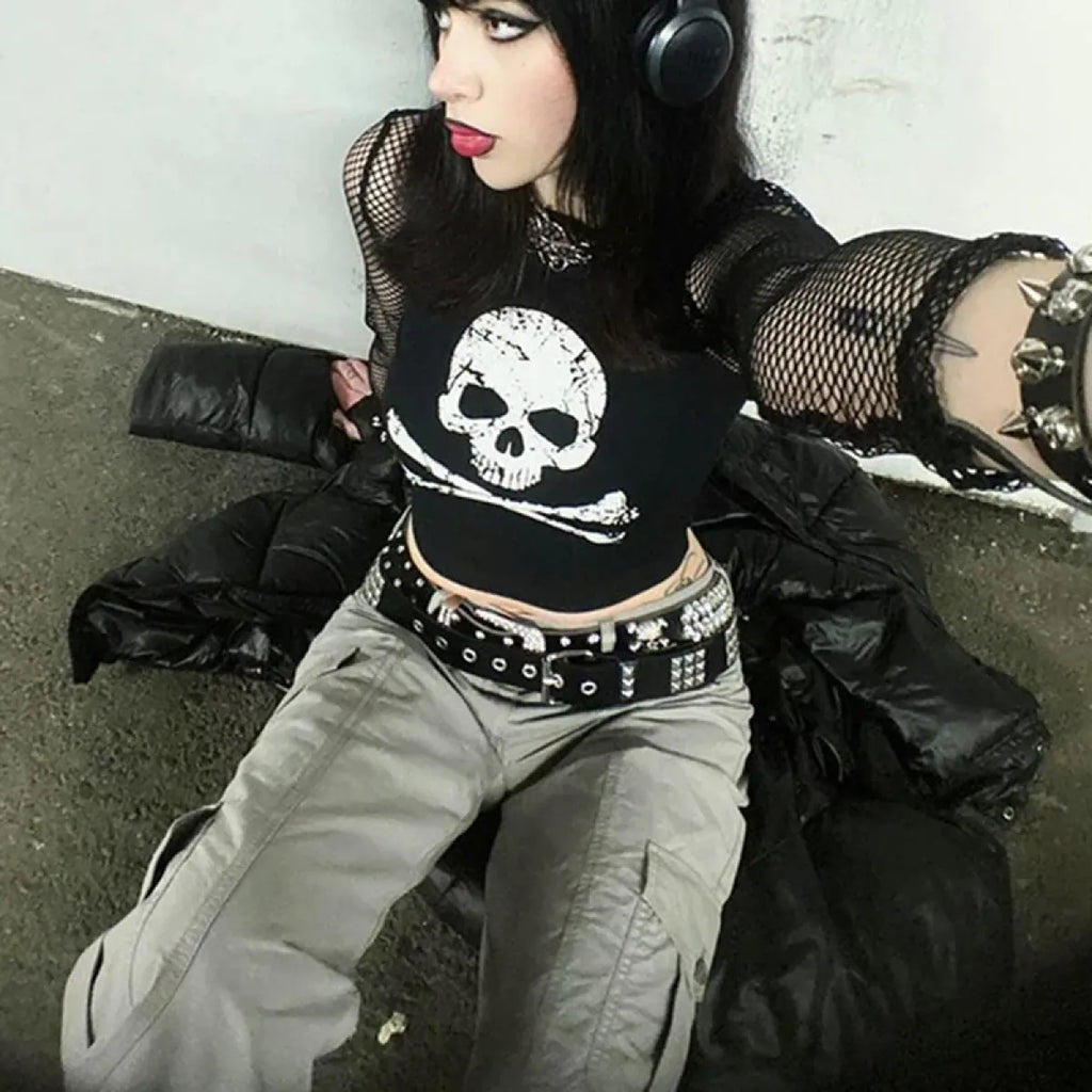 Punk Skull Grunge Crop Top