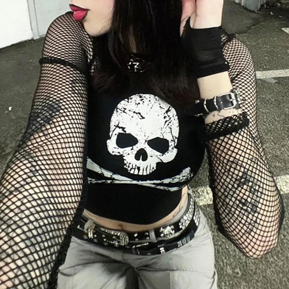 Punk Skull Grunge Crop Top